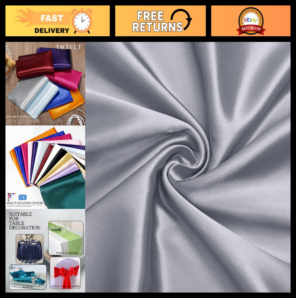 60″ Wide Silver Grey Charmeuse Satin Fabric – Soft, Shiny Cloth for Bridal, Craf
