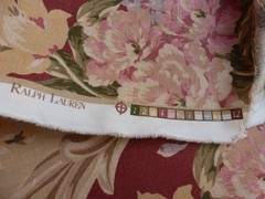 Ralph Lauren Linen Fabric 2.25 Yd. 54 Remnant Cabbage Roses Cartuche RARE HTF