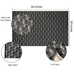 60 * 36 Inches Lace Fabric, 1 Yard Black Skull Pettern Lace Fabric, 1 Yd Non-Str