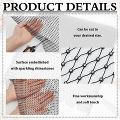 2 Yards Crystal Fishnet Fabric Sparkling Stretch Rhinestone Mesh