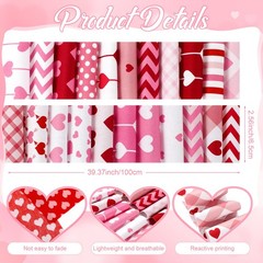 60 PCS Valentine Spring Floral Quilting Cotton Fabric Strips 2.6×40 Inch