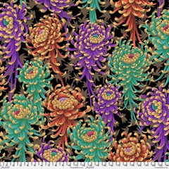 NEW! KAFFE FASSETT PHILIP JACOBS SPIDER MUMS PJ135 DARK FLORAL FABRIC 1/2 YD