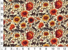 Dark Red Gold Victorian Flowers Dark Cream Quilting Sewing Fabric by Yard #1139
