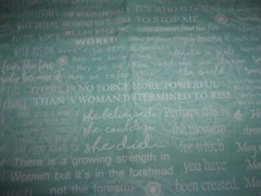 “WOMEN ARE” FABRIC #1159 BY BERNINA FOR BENARTEX, 21″ X 40″.