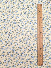 VTG Fabric Cotton Quilting 57×45″ Joan Kessler Mini Blue Floral on Pastel Yellow