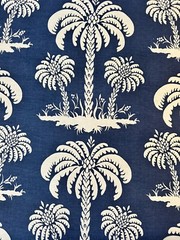 Thibaut Fabric Palm Island Navy F913149 Linen Blend 2 2/8 Yards