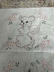 Hand Embroidered Panels 10 6″x8″ Chick Duck Cat Rabbit Dog Etc