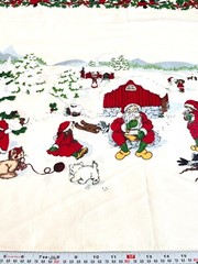 Vintage Christmas Double Border Santa & Vintage Children Cotton 1.5 yards x 59″