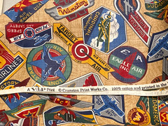 VIP Cranston Vintage TRAVEL Luggage LABELS Cotton Quilt FABRIC 1 yard