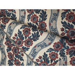 2.5 Yards Vintage Home Decor Fabric Red Blue Sunflower Jacquard Stripe
