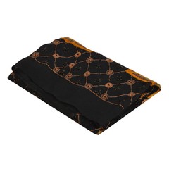 Sanskriti Vintage Pallu Fabric Pure Silk Hand Beaded Black Decor Craft 44X46