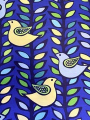 KAS Richloom Fabric Bird and Leaf MCM Vibe 55” X 84” Nordic Looking Print