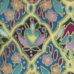 Tiny Flowers Mosaic Tiles Mini Print Metallic Gold Hi-Fashion Cotton Fabric BTY