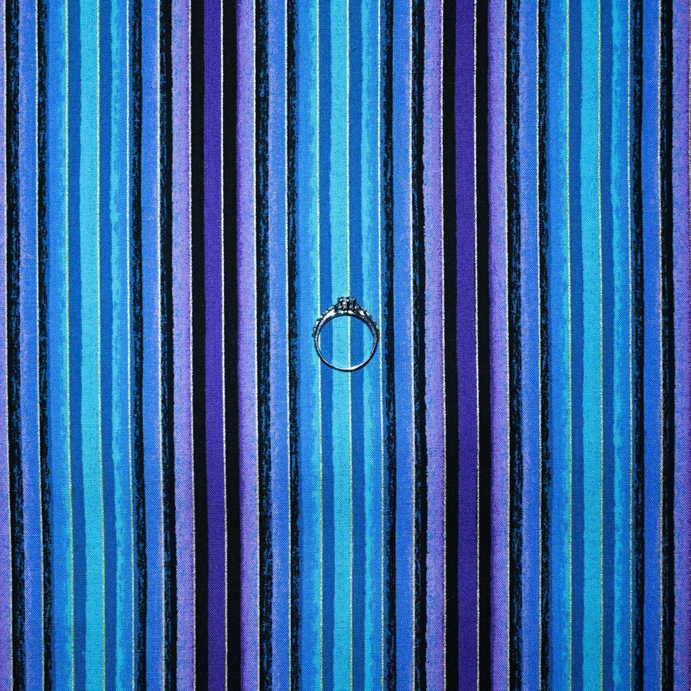 BonEFul Fabric FQ Cotton Quilt Blue Aqua Tonal Black Purple Gold Metallic Stripe