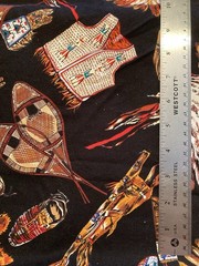 Native American Clothes Snow Shoes Moccasin On Black Western Fabric 1.6Y x 42″ W