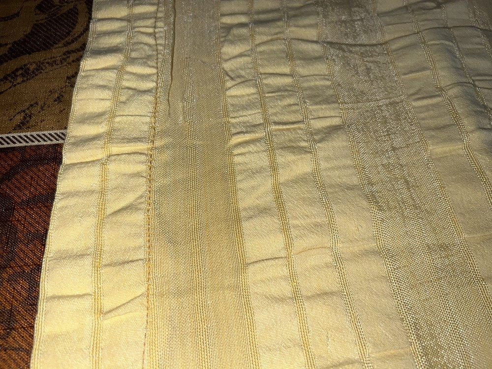 2.8ydX63″W yellow silky rayon-y synthetic wide shadow stripe seersucker fabric