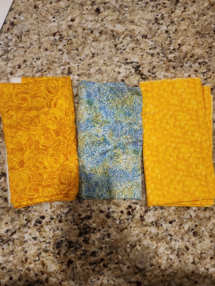 Lot of 3 David Textiles, Rose & Hubble, Hoffman Cotton Quilting Each 1 Yd