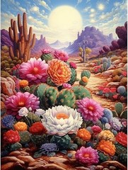 Colorful Cactus Desert Sunset #3 8×10 Cotton Quilt Crafting Fabric Block