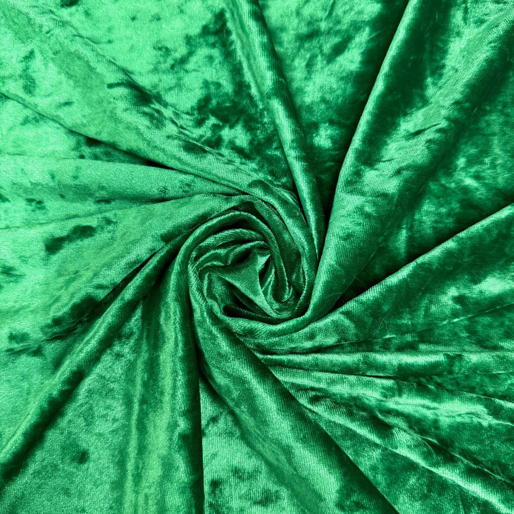 Samantha EMERALD GREEN Polyester Stretch Crushed Velvet Fabric by the Yard