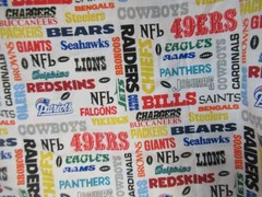 N.T.T. INC. NFL FOOTBALL ALL TEAMS NAMES COTTON FABRIC VTG. 1994 SBTYX59