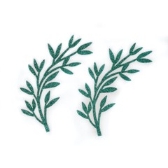 2 Wool Felt Glitter Die Cuts – Modern Foliage / NO Mess Glitter / Baby Safe