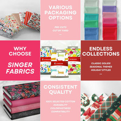 SINGER Fabrics, 100% Cotton, Quilting and Crafting Fabric for Sewing,44 Inch