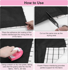 Iron-On Fleece Fabric 300 X 100Cm, 50 G/M² Fleece Line for Iron-On, Ironing Inse