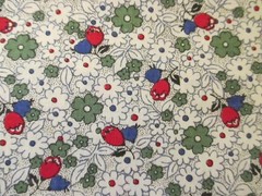 VTG Rose Bud Red Green White Floral On Cream 2 pieces 12/10″ wide X 42 long