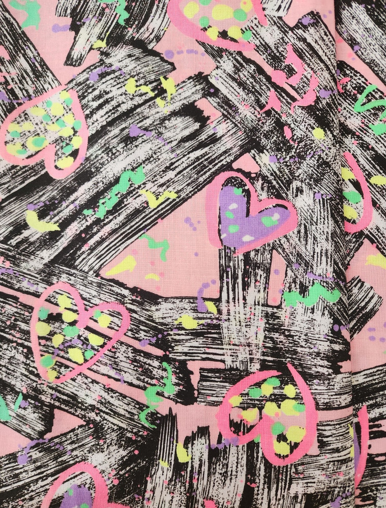 Fabric Heart Multicolor Abstract Print Cotton 2 1/3 yd 63 in Wide Sewing & Craft
