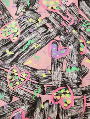 Fabric Heart Multicolor Abstract Print Cotton 2 1/3 yd 63 in Wide Sewing & Craft