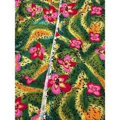 VINTAGE Fabric Animal Print Cheetah Pink Tropical Flowers Cotton BTHY Retro NOS
