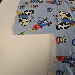 Sewing Fabric Material Remnant 1yd 19″ x 44″ Plus Scrap Cowboys On Denim Look