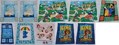Lot of 10 Fabric Panels pcs Lion King,Safari Animals, Mother Goose, Raggedy Ann