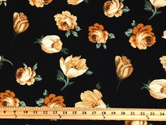 Liverpool Fabric-Black Brown Green Roses-LVPR331-Sold by the Yard