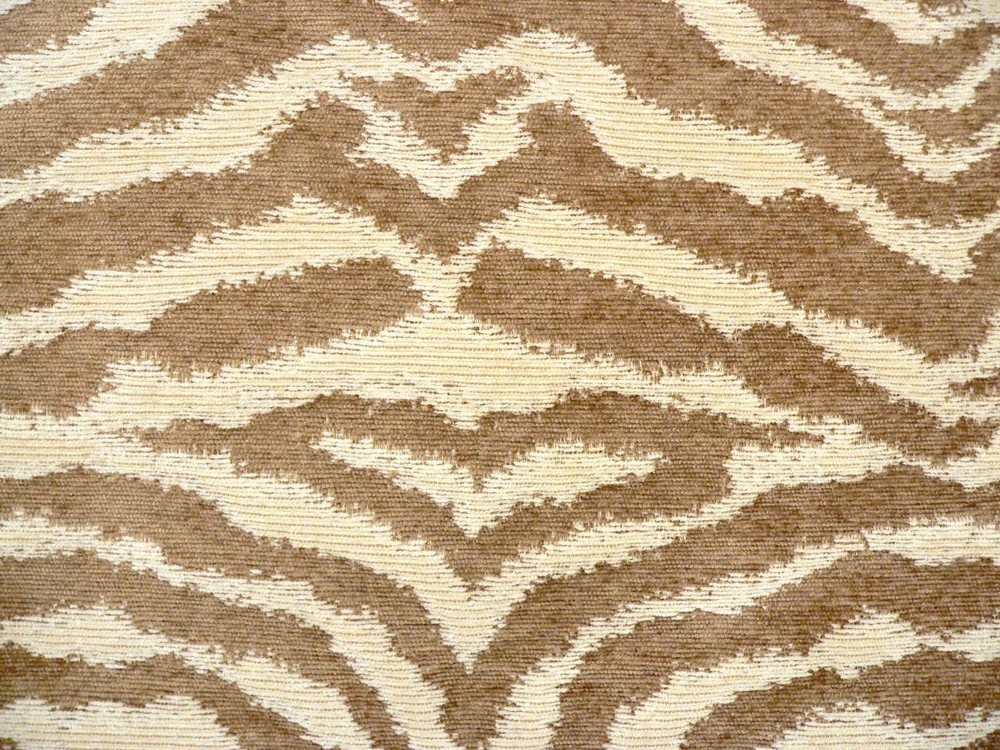 3″ x 6″ Fabric Samples – High-End Heavy Wt. Chenille Tiger Print – Tan / Cream