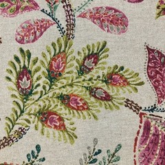 3.25 Yard Cut of Multi-Colored 100% Cotton Basketweave Floral Home Decor Fabric