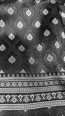 Black Silver Thai-Laos Silk Damask Traditional Fabric BTY Formal Skirts Dress