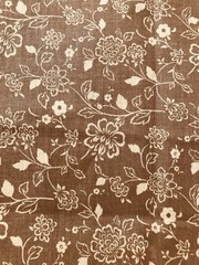 Lt Tan Flowers on Lt Brown Tone on Tone Fabric 1Y x 42″W One Selvedge