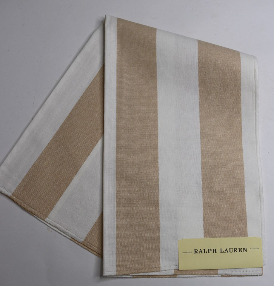 Ralph Lauren Fabric Remnant 25″x26″ “Emeline Stripe” Color: Bisque Portugal