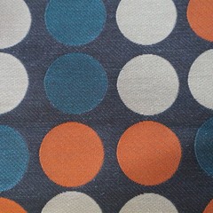 Vtg A. Gerard Maharam Upholstery Fabric MCM “Circles” Orange, Gray, Turq 3.7 yds