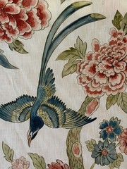 Indienne Peacock Linen Fabric by Sanderson 2 Yards