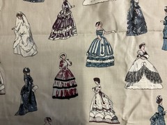 VICTORIAN WOMEN ANTIQUE GOWN FASHION GREY COTTON FABRIC FQ