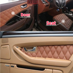 Thick PU Leather Fabric Diamond Check Foam Backing Quilted for Vehicle Interior