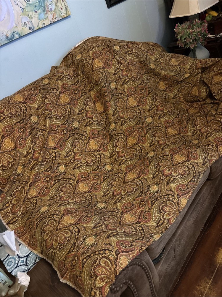 Raymond Waites Myesha Floral Maroon Brown Palette Upholstery Fabric-3 1/2 YX 51”
