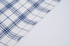 Luxury 100% Linen Shirt Fabric White Blue Check 130g 2m For Bespoke Shirt Italy