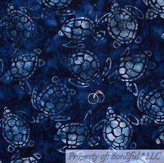 BonEful FABRIC FQ Cotton Quilt Blue Water Stream Boy Scout Fish Rock Grass Hunt