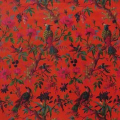 Luxury Cotton Velvet Fabric: Bird Print Upholstery, Home Decor By The Yard