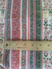 Vintage Dusty Rose Blue Green Floral Stripe Cotton Quilt Fabric~3-1/4 yds x 44″