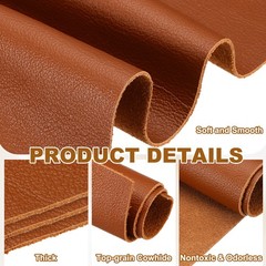 Genuine Leather Sheet, 7.9″x11.8″ Full Grain Leather Pieces, Tan