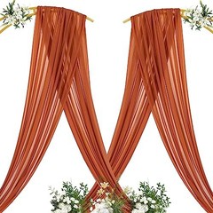 Terracotta Wedding Arch Draping Fabric 2 Panels 29 x 20 FT Gauze Curtains Sheer